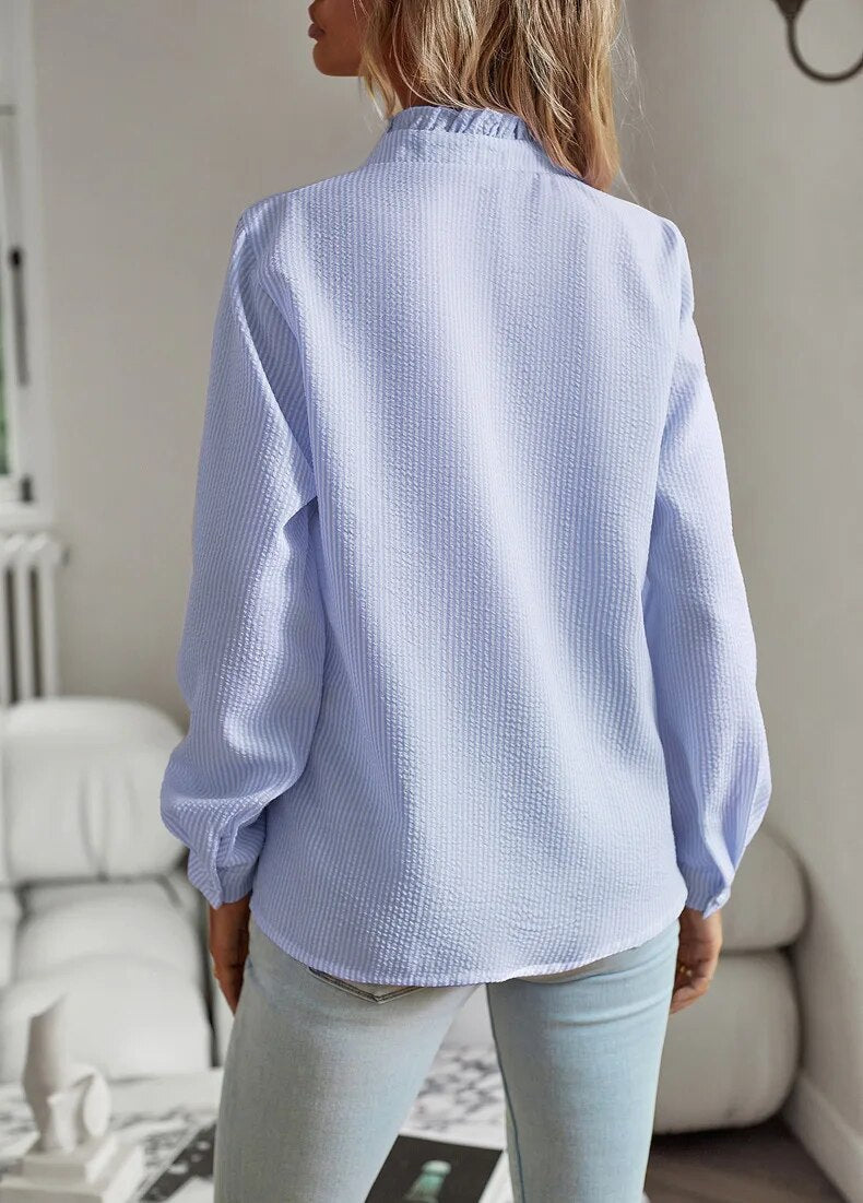 Women’s Ruffled Button Blouse | Long Sleeve