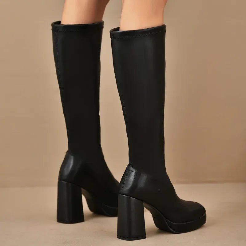 Women’s Knee-High Block Heel Boots | Platform