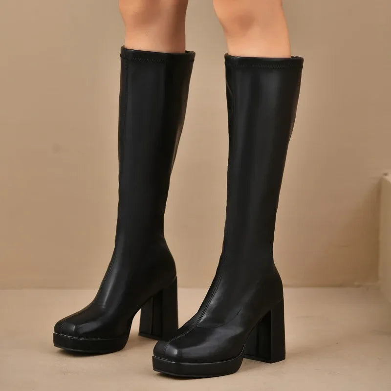 Women’s Knee-High Block Heel Boots | Platform