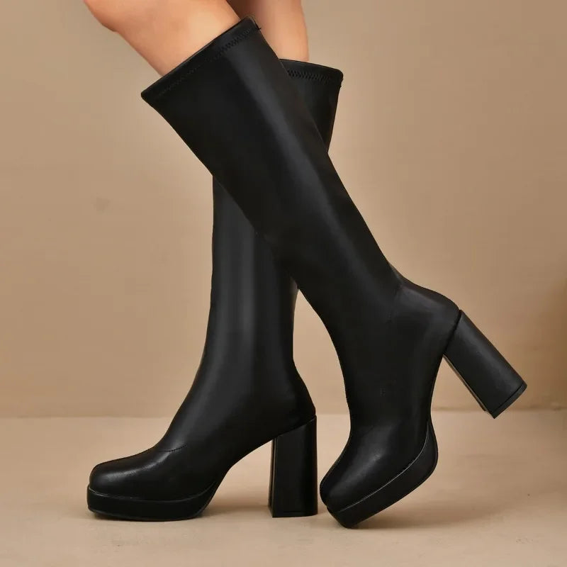 Women’s Knee-High Block Heel Boots | Platform
