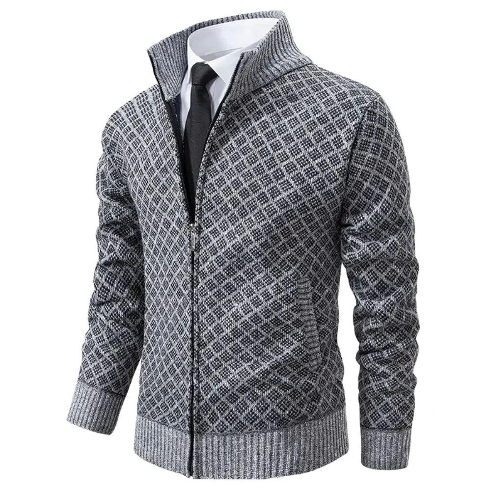 Calvin - Men's Zippered Pocket Wool Cardigan