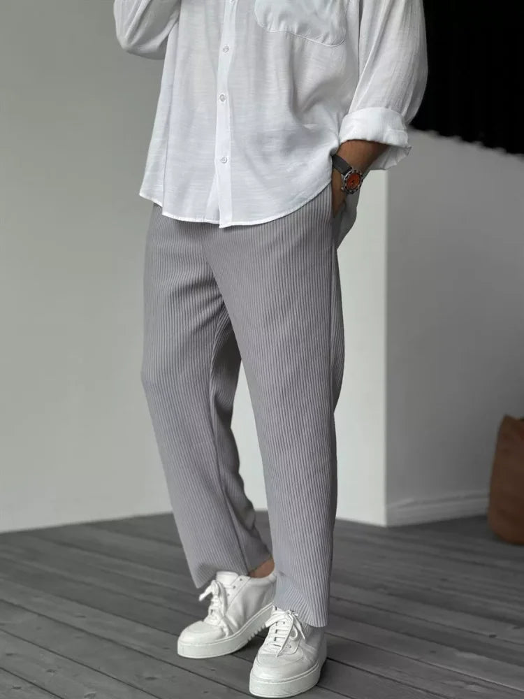 Men’s Relaxed Ribbed Pants | Wide Leg