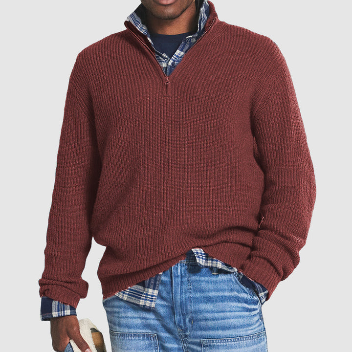 Men’s Ribbed Knit Pullover | Half-Zip