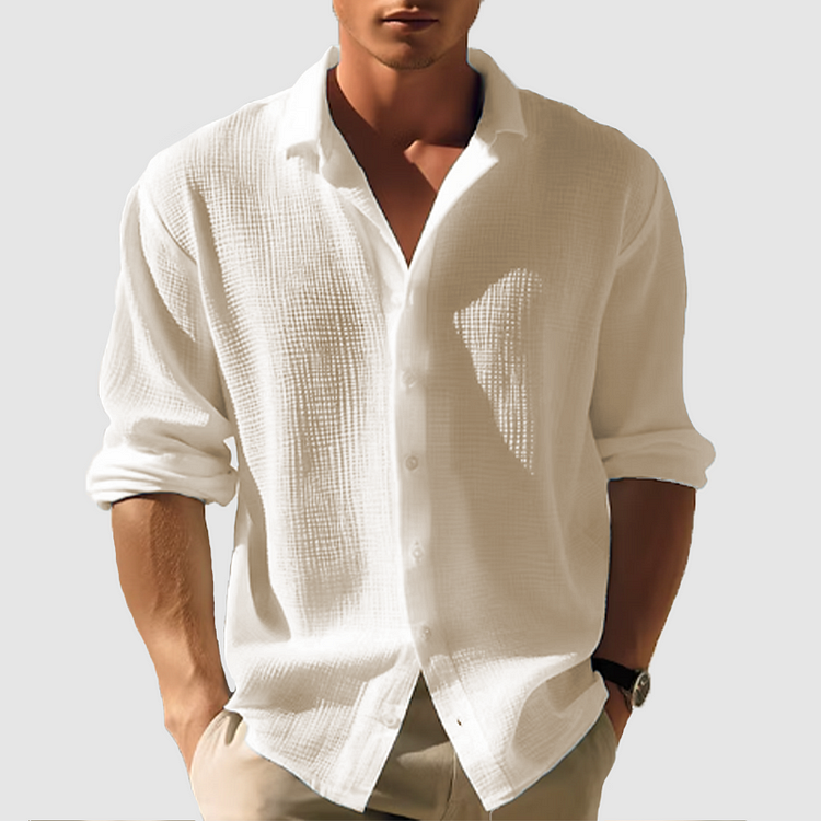 Men’s Textured Button-Up Shirt | Long Sleeve