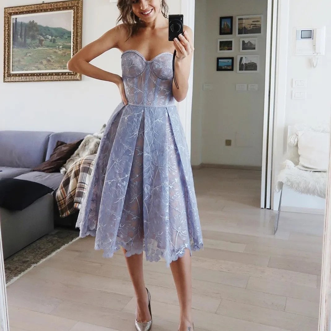 Women’s Strapless Lace Corset Dress | Midi