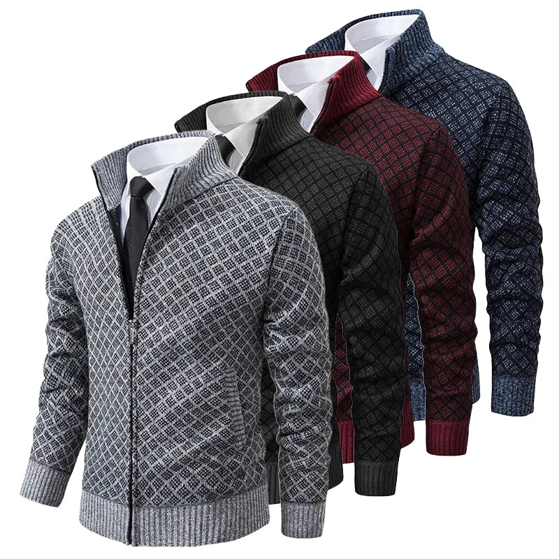 Calvin - Men's Zippered Pocket Wool Cardigan