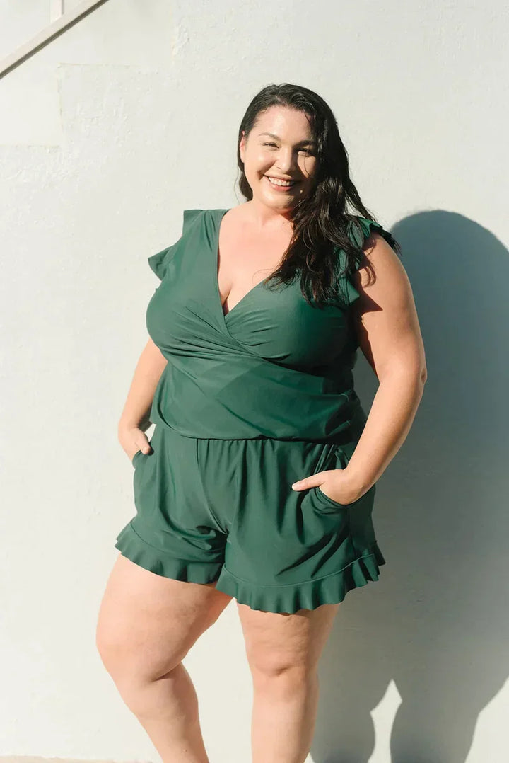 Women’s Ruffle Trim Romper | Modest