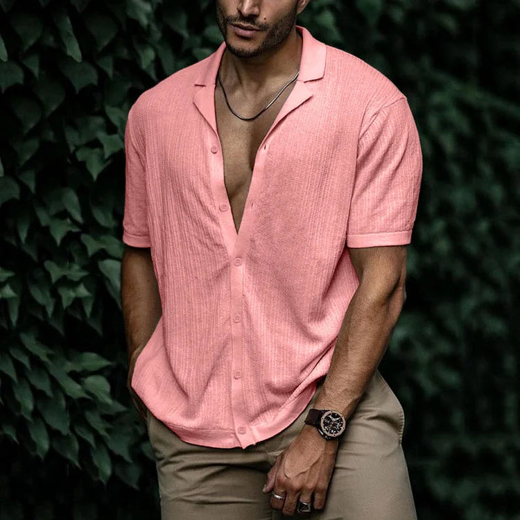 Men’s Textured Button-Up Shirt | Short Sleeve
