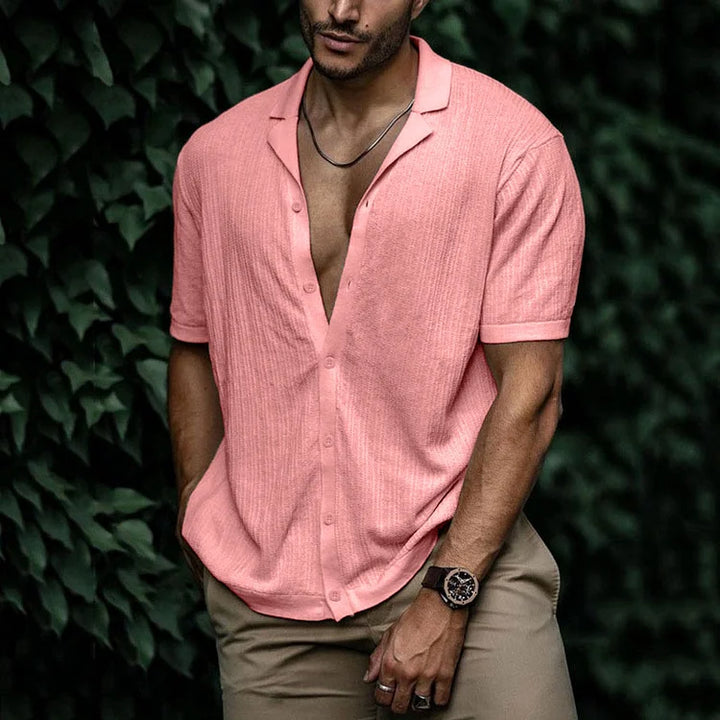 Men’s Textured Button-Up Shirt | Short Sleeve