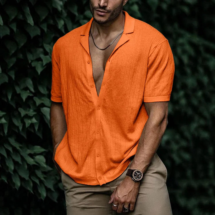 Men’s Textured Button-Up Shirt | Short Sleeve