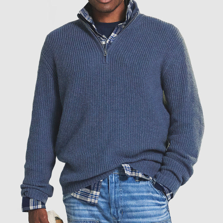 Men’s Ribbed Knit Pullover | Half-Zip