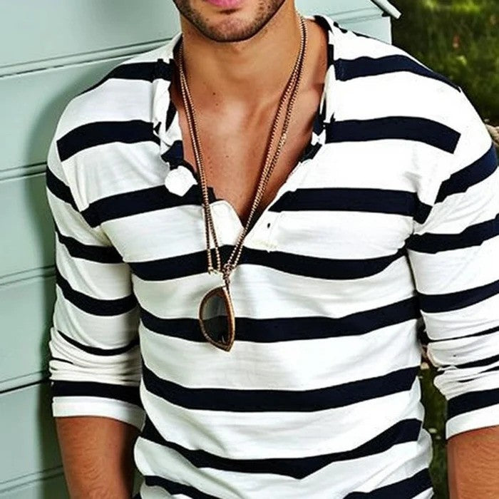 Frankie - Men's Striped Long Sleeve T-shirt
