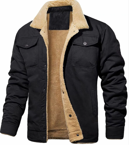 Men's Warm-Collar Button-up Jacket | Bomber
