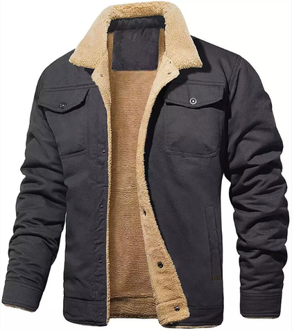 Men's Warm-Collar Button-up Jacket | Bomber