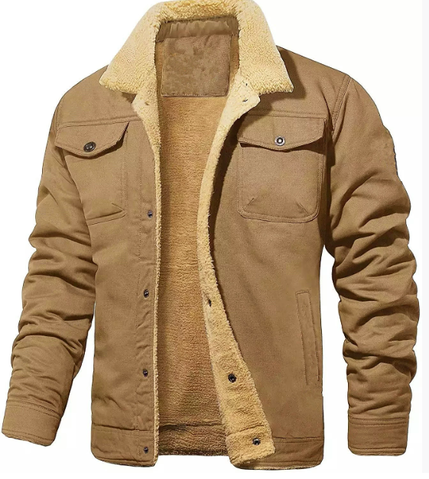 Men's Warm-Collar Button-up Jacket | Bomber