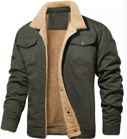 Men's Warm-Collar Button-up Jacket | Bomber