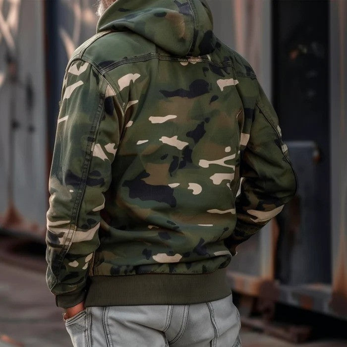 Jack - Men's Camouflage Denim Hooded Cargo Jacket