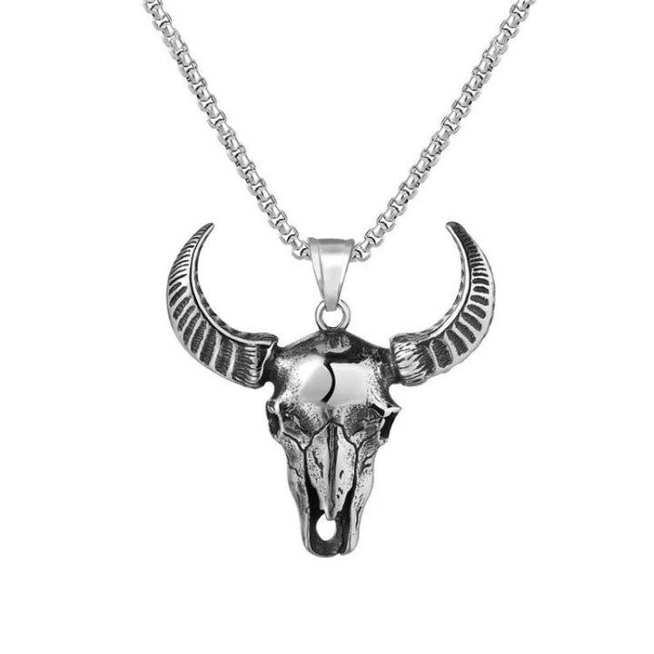 Kian - Men's Bull Skull Pendant Necklace