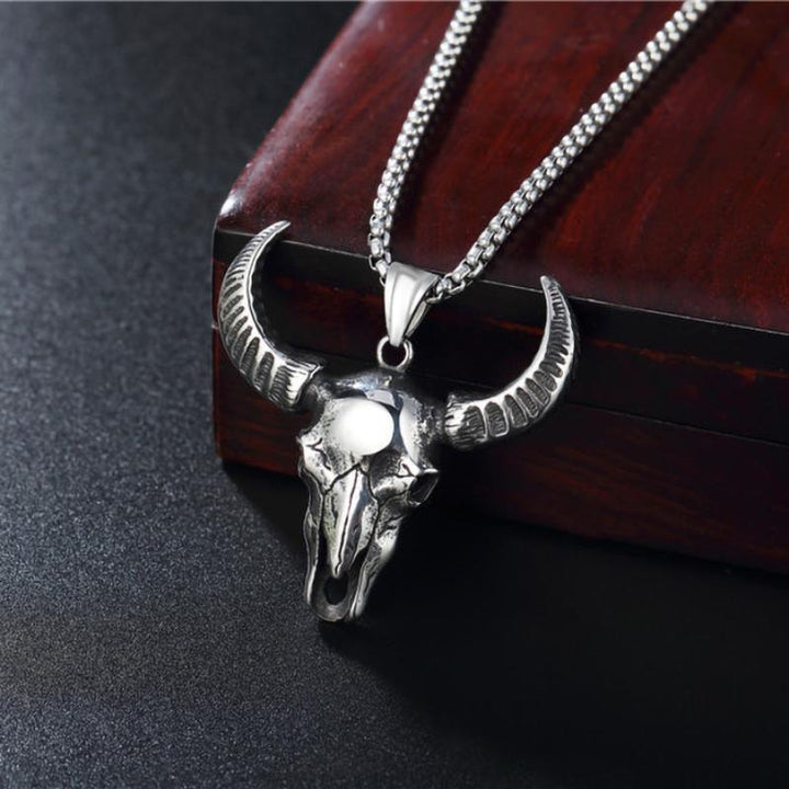 Kian - Men's Bull Skull Pendant Necklace
