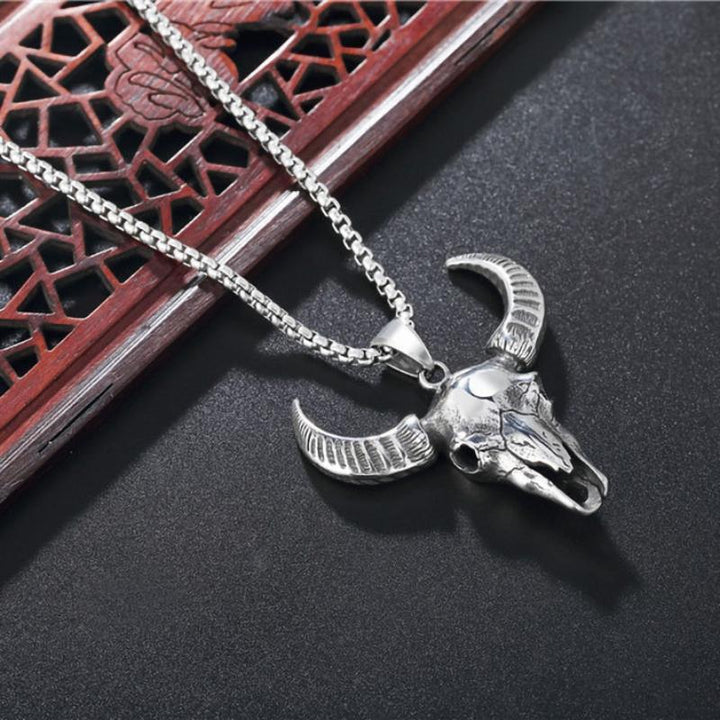 Kian - Men's Bull Skull Pendant Necklace