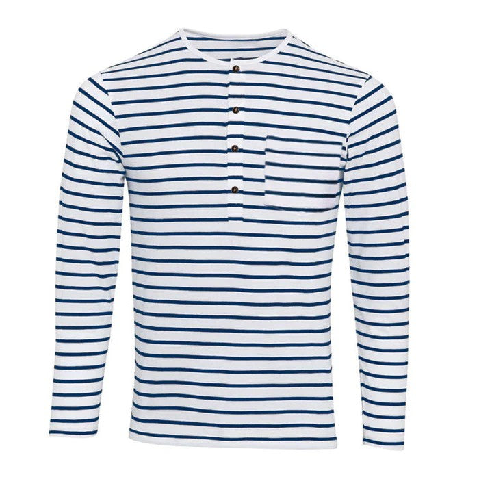 Mason - Men's Striped Henley Collar T-shirt