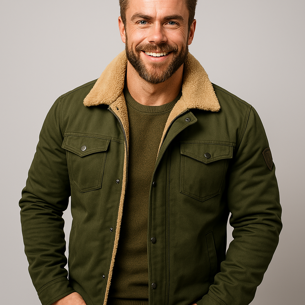 Men's Warm-Collar Button-up Jacket | Bomber