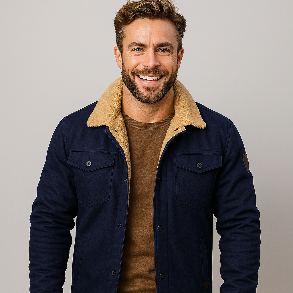 Men's Warm-Collar Button-up Jacket | Bomber