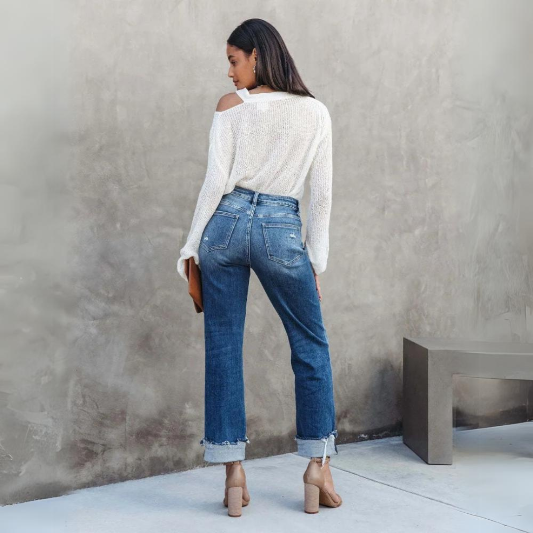 Women’s High-Waisted Straight Jeans | Cuffed