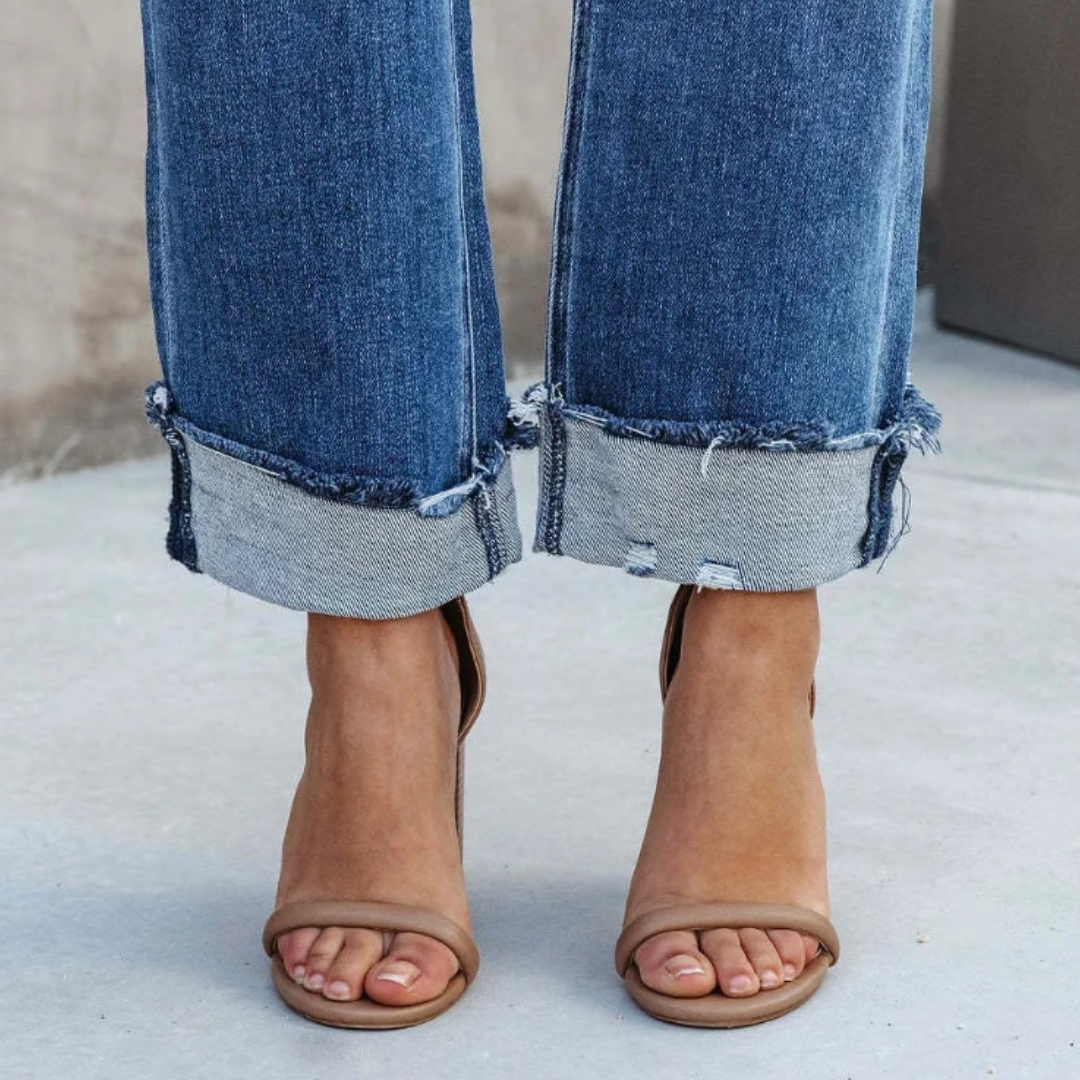 Women’s High-Waisted Straight Jeans | Cuffed