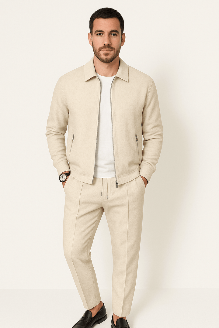 Men’s Casual Zip-Up Jacket Set | Pajamas