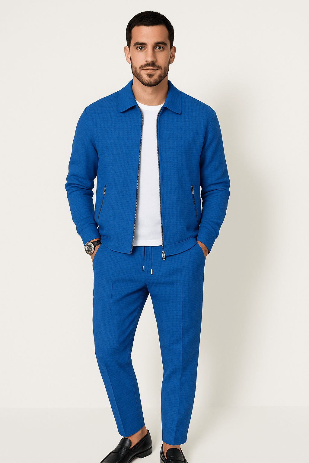 Men’s Casual Zip-Up Jacket Set | Pajamas
