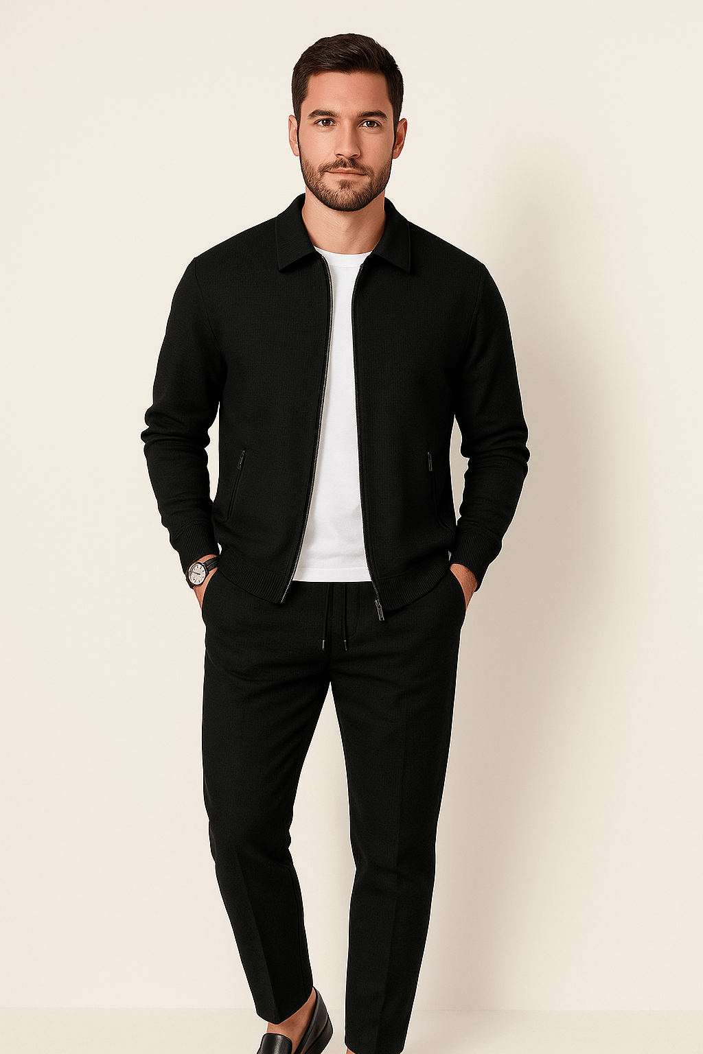 Men’s Casual Zip-Up Jacket Set | Pajamas