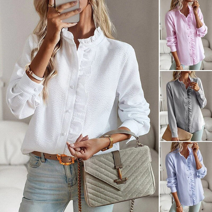 Women’s Ruffled Button Blouse | Long Sleeve