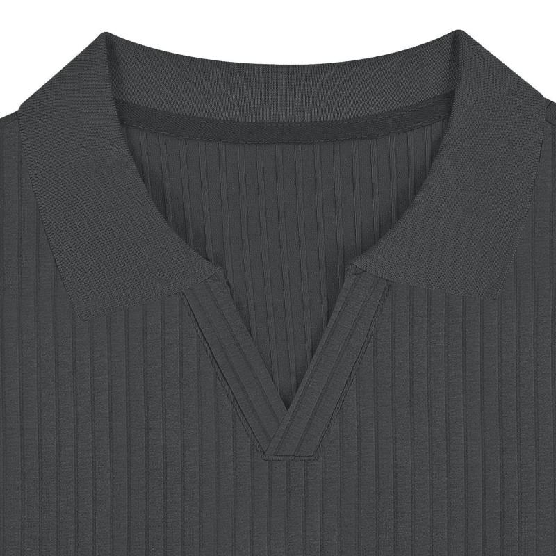 Benjamin - Men's Striped Lapel Polo Shirt with Short Sleeves