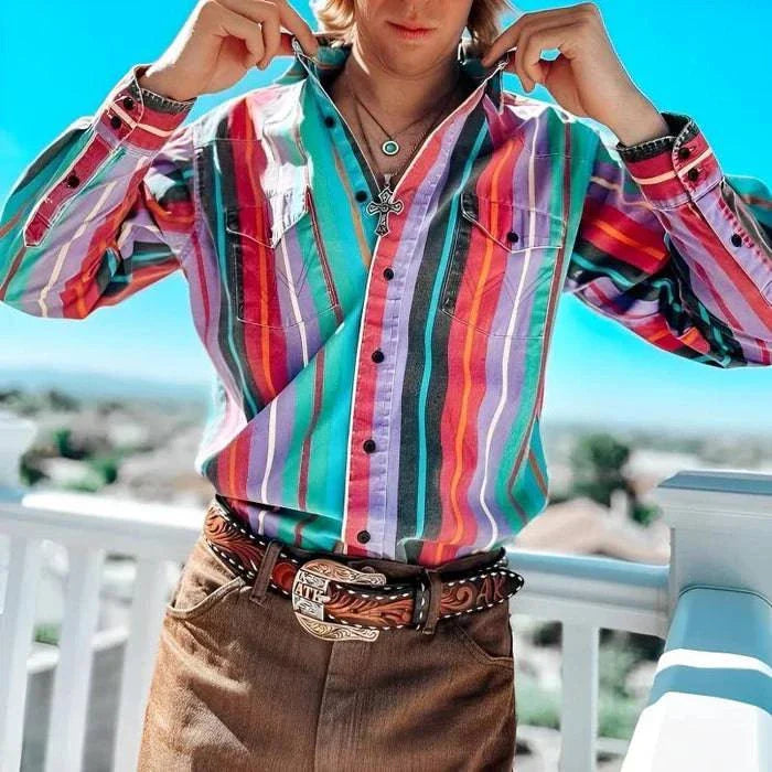 Men’s Striped Western Shirt | Oversized