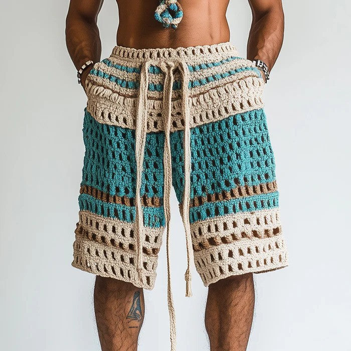 Theo - Men's Holiday Braided Beach Shorts