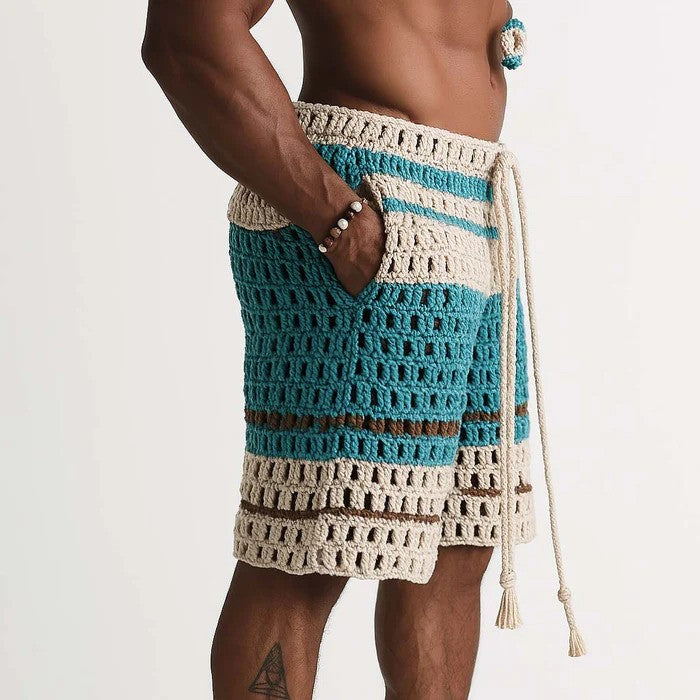 Theo - Men's Holiday Braided Beach Shorts
