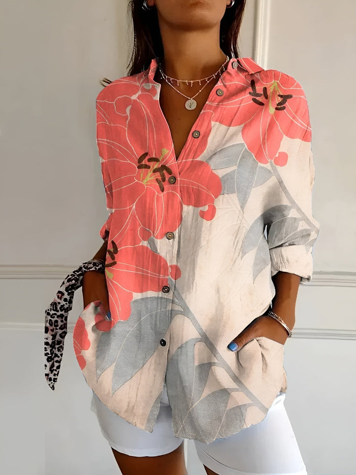 Women’s Floral Button-Up Shirt | Long Sleeve