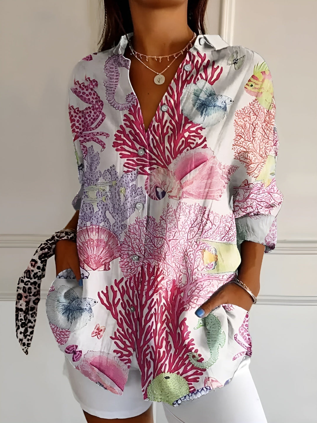 Women’s Floral Button-Up Shirt | Long Sleeve