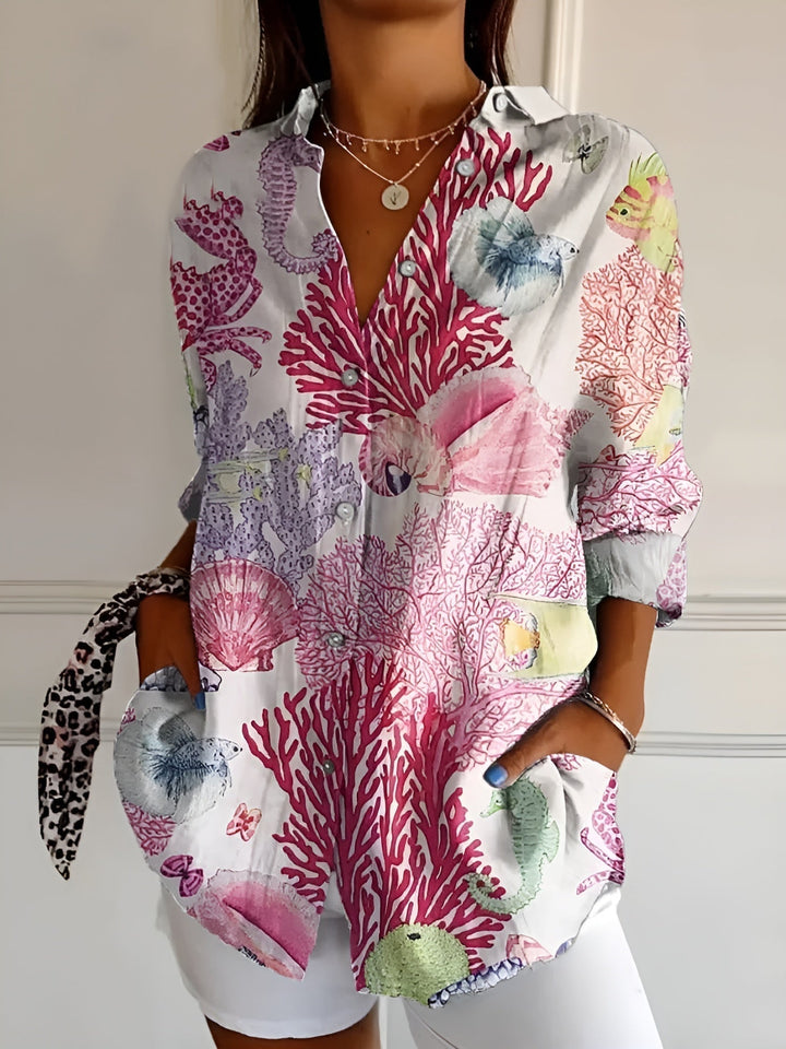 Women’s Floral Button-Up Shirt | Long Sleeve