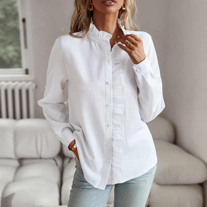 Women’s Ruffled Button Blouse | Long Sleeve